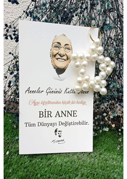 25 Adet Kişiye Özel Kartlı Inci Anahtarlık - Zübeyde Hanım Konsept - Anneler Günü Hediyesi - fiyatları
