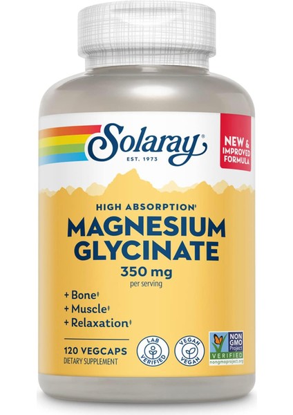 Magnesium Glycinate New & Improved Fully Chelated Bisglycinate With Bioperine High Absorption Formula Stress Bones Muscle & Relaxation Support (30 Servings 120 Vegan Kapsül)