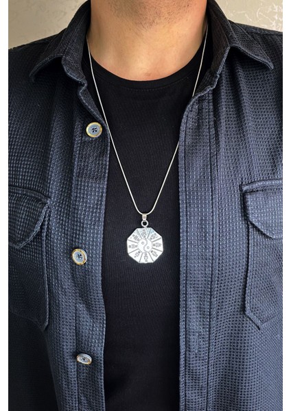 Paslanmaz Çelik Madalyon Ying Yang Çift Taraflı Gümüş Rengi Parlak Kararmaz Çelik Kolye Unisex Kolye fiyatları