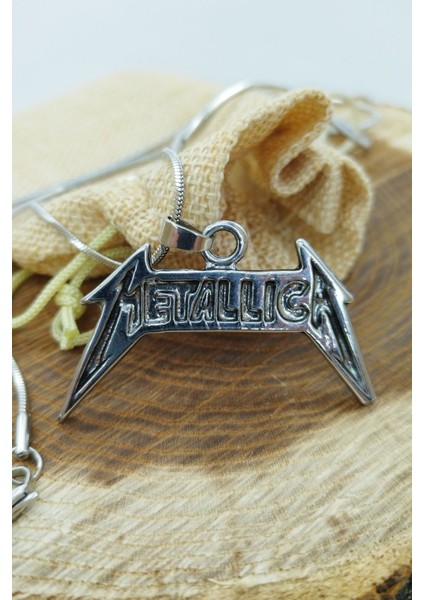 Paslanmaz Çelik Madalyon Metallica Gümüş Rengi Parlak Kararmaz Çelik Kolye Unisex Kolye