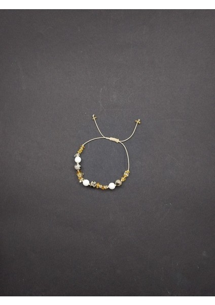 Para Enerjisi Kırık Sitrin Taşı, Jade ve Jasper Taşı El Yapımı Makrome Doğal Taş Bileklik fiyatları