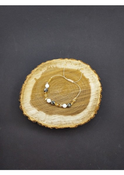 Para Enerjisi Kırık Sitrin Taşı, Jade ve Jasper Taşı El Yapımı Makrome Doğal Taş Bileklik modelleri