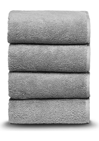 4 Adet Pamuklu El Yüz Havlusu Gri Misafir Havlusu 50X90 Baş Kafa Havlusu Banyo Mutfak Havlusu