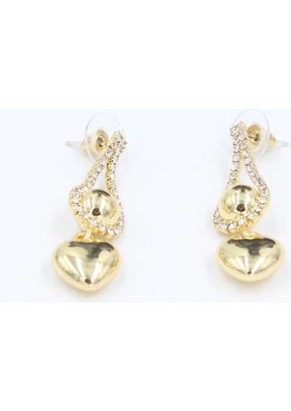 073 2501 Altın Kristal Taşlı Altın Tek Ebat Küpe