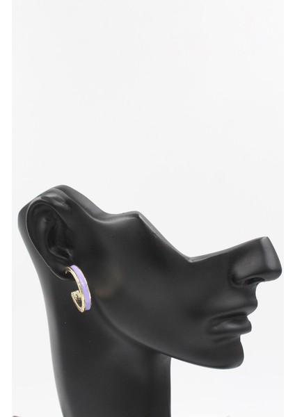 097 7508 Gold Halka Lila Tek Ebat Küpe