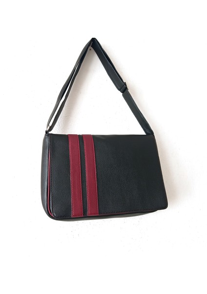 Kaliteli Suni Deri Unisex Askılı Omuz Çantası Evrak Çantası Postacı Çantası 35X25X8 Siyah Bordo fiyatları