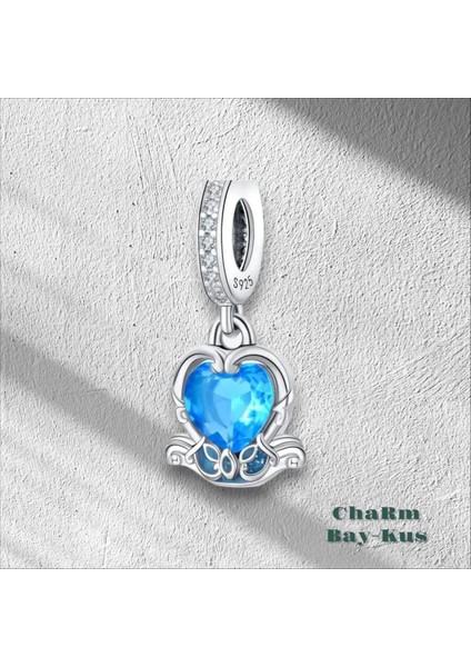 925 Ayar Gümüş Kalpli Baykus Gözü Charm
