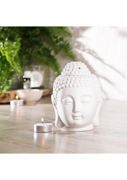 Beyaz Buddha Temalı Buhurdanlık