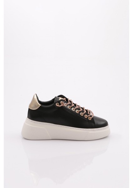 Es854 Kadın Kalin Taban Silver Taş Bağcikli Sneakers Ayakkabi