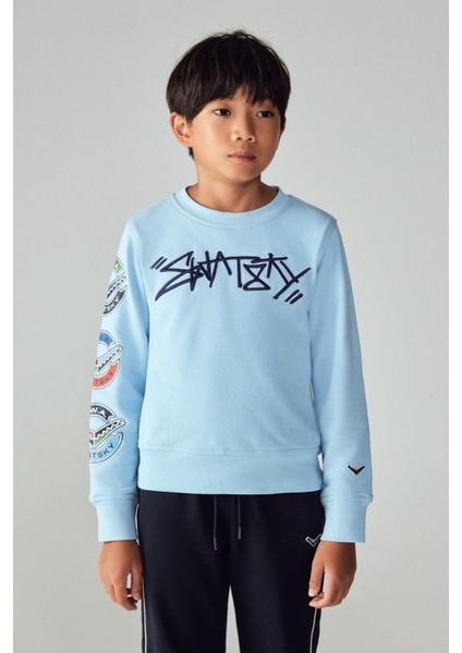 Erkek Çocuk Açık Mavi Sweatshirt 23PFWSW1565
