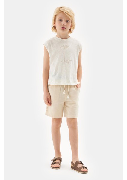 Erkek Çocuk Ekru Tshirt 23SS2NB3546