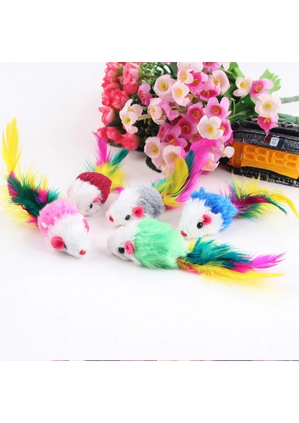 Renkli Hışırtılı Mini Fare Kedi Oyuncağı 5 cm - 4 Adet