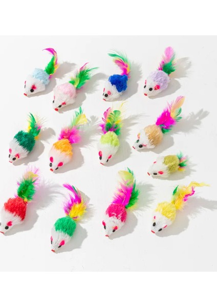 Renkli Hışırtılı Mini Fare Kedi Oyuncağı 5 cm - 4 Adet