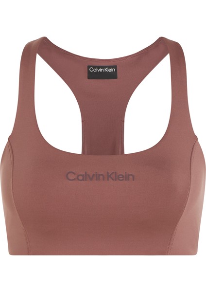 Calvin Klein Kadın Marka Logolu Destekleyici Iç Bantlı Astarlıı Dolgusuz Çift Örgülü Günlük ve Spor Kullanımına Uygun Pembe Spor Sütyeni 00GWS4K171-LKO