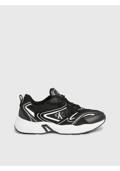 Erkek Calvin Klein Marka Logolu Süet Deri Üst Kısımlı Eva Dış Tabanlı Rahat Iç Köpük Tabanlı Siyah Sneaker YM0YM00589-0GM