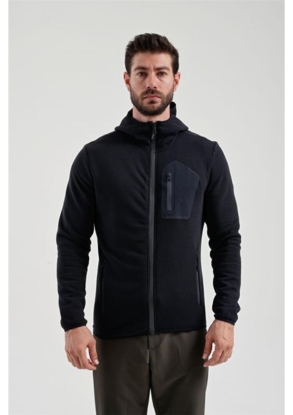 Erkek Siyah Tam Fermuarlı Sweat 2312250