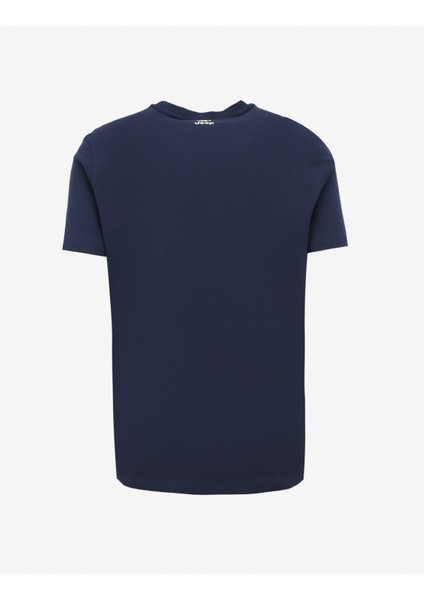 Lacivert Erkek Bisiklet Yaka Baskılı T-Shirt J4SM-TST7245