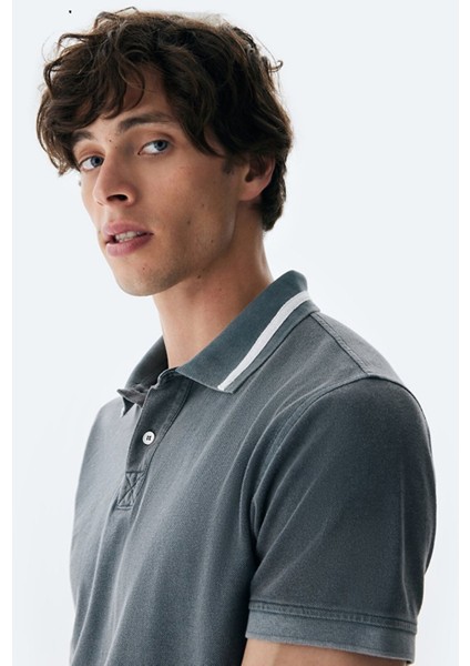 Erkek Polo Yaka Kısa Kol Regular Gri T-shırt fırsatları