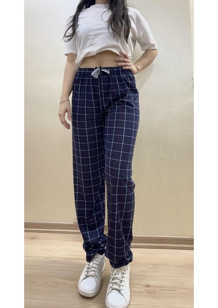 Kadın Lastikli Bel %100 Pamuklu Kurdeleli Desenli Pijama Altı modelleri