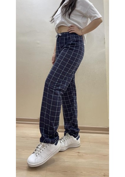 Kadın Lastikli Bel %100 Pamuklu Kurdeleli Desenli Pijama Altı fırsatları