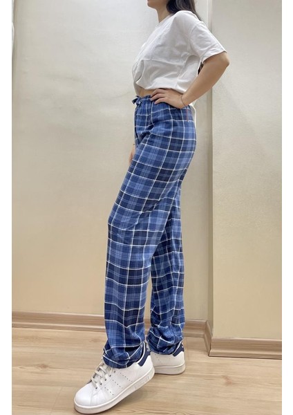 Kadın Lastikli Bel %100 Pamuklu Kurdeleli Desenli Pijama Altı modelleri