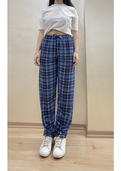 Kadın Lastikli Bel %100 Pamuklu Kurdeleli Desenli Pijama Altı fırsatları