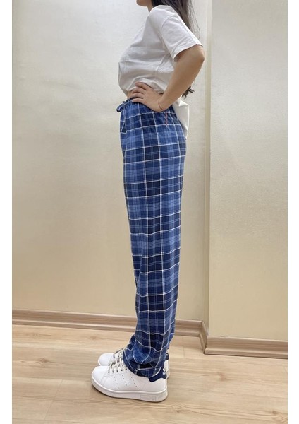 Kadın Lastikli Bel %100 Pamuklu Kurdeleli Desenli Pijama Altı indirimleri
