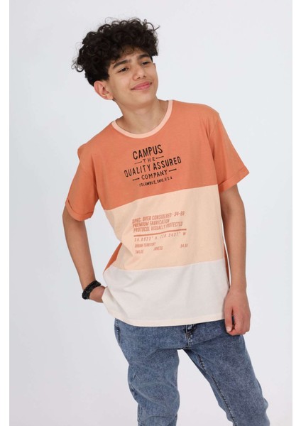 5-11 Yaş Renk Geçişli Campus Baskılı Çocuk Tişört
