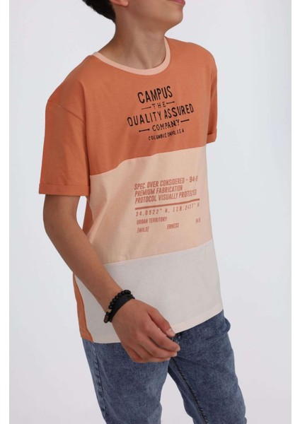 5-11 Yaş Renk Geçişli Campus Baskılı Çocuk Tişört modelleri