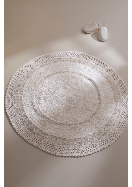 Moon Yuvarlak Banyo Paspası %100 Pamuk 120x120 Ekru