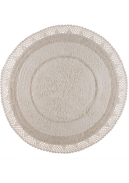 Moon Yuvarlak Banyo Paspası %100 Pamuk 120x120 Ekru