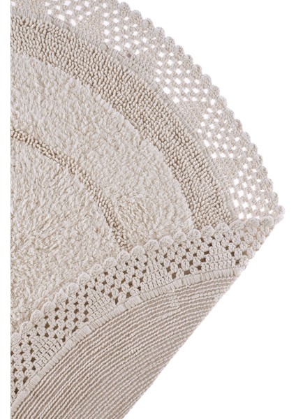 Moon Yuvarlak Banyo Paspası %100 Pamuk 120x120 Ekru