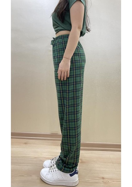 Kadın Lastikli Bel %100 Pamuklu Kurdeleli Desenli Pijama Altı indirimleri