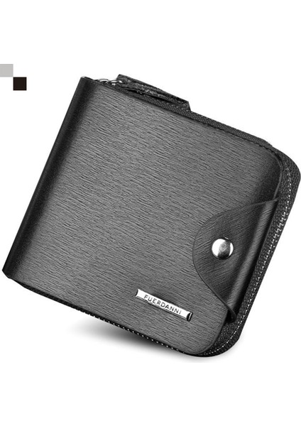 Baellerry Yeni Erkek Toka Cüzdan Moda Fermuarlı Kısa Çanta Çok Fonksiyonlu Kart Çantası Bozuk Para Cüzdanı (Yurt Dışından)