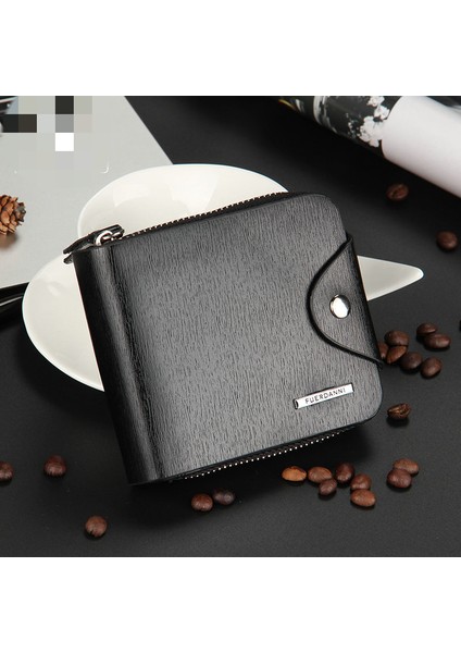 Baellerry Yeni Erkek Toka Cüzdan Moda Fermuarlı Kısa Çanta Çok Fonksiyonlu Kart Çantası Bozuk Para Cüzdanı (Yurt Dışından) modelleri