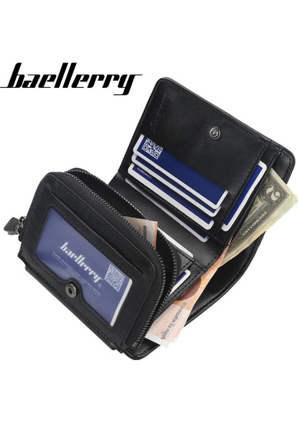 Baellerry 2021 Yeni Kısa Erkek Cüzdan Kredi Kartvizit Kart Tutucu Pu Deri Çanta Erkek Fermuarlı Cüzdan Para Cebi ile (Yurt Dışından) fırsatları