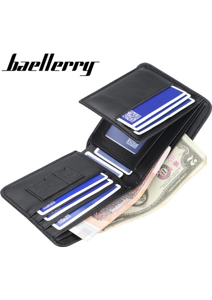 Baellerry Erkek Kısa Cüzdan Kore Versiyonu Ince Çoklu Kart Ehliyet Kart Çantası Moda Yatay Bozuk Para Cüzdanı (Yurt Dışından)
