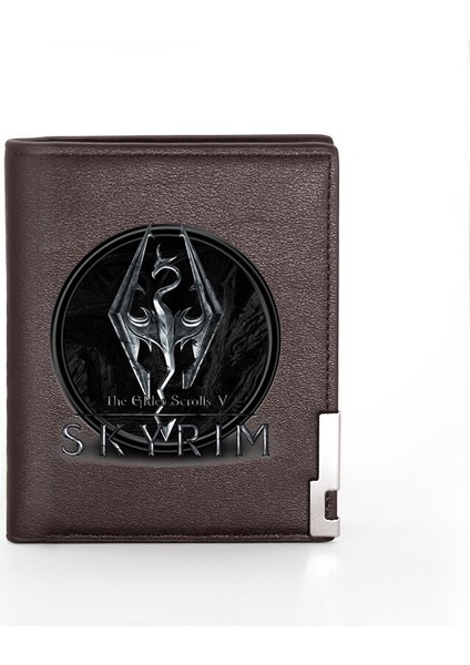 Yüksek Kaliteli Elder Scrolls Skyrim Baskı Deri Cüzdan Erkek Kadın Cüzdan Ince Kredi Kartı/kimlik Tutucular Ekler Kısa Çantalar (Yurt Dışından)