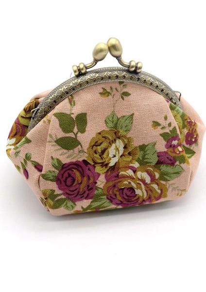 Cüzdan, Bayan Vintage Çiçek Mini Bozuk Para Cüzdanı Clutch Çanta (Pembe) (Yurt Dışından)