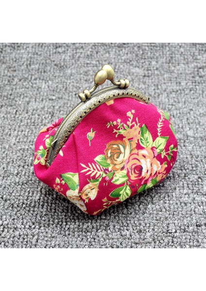 Cüzdan, Bayan Vintage Çiçek Mini Bozuk Para Cüzdanı Clutch Çanta (Gül Kırmızı) (Yurt Dışından)