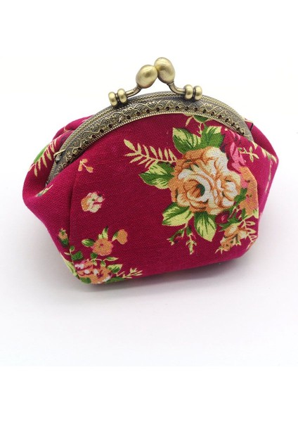 Cüzdan, Bayan Vintage Çiçek Mini Bozuk Para Cüzdanı Clutch Çanta (Gül Kırmızı) (Yurt Dışından)