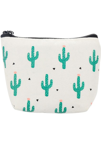 Yeşil Kaktüs Baskı Kanvas Bozuk Para Cüzdanı Mini Kart Tutucu Fermuarlı Kese Cüzdan (Yurt Dışından) fiyatları