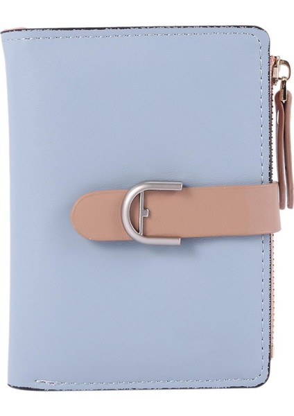 Kadın Moda Cüzdan Çoklu Kart Yuvaları Kimlik Kartı Tutucu Kısa Iki Katlı Yumuşak El Çantası(Mavi) (Yurt Dışından)