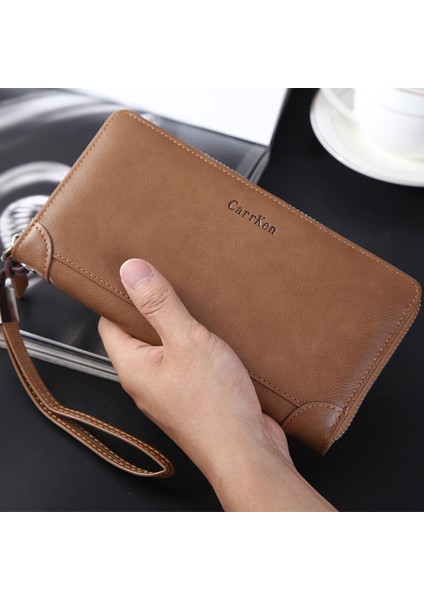 Erkek Uzun Cüzdan 2022 Yeni Kore Versiyonu Çok Fonksiyonlu Fermuarlı Debriyaj Moda Rahat Gençlik Cüzdan (Yurt Dışından)