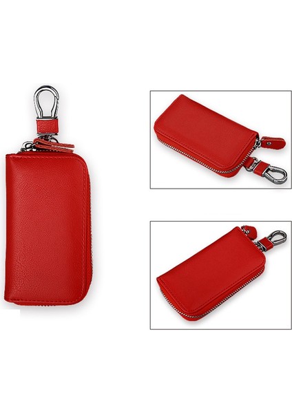 Anahtar Kutu Deri Erkek Araba Anahtarı Kutu Iş Çok Fonksiyonlu Fermuar Anahtarlık Kırmızı (Yurt Dışından) modelleri