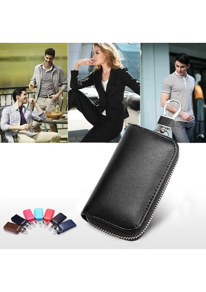 Anahtar Kutu Deri Erkek Araba Anahtarı Kutu Iş Çok Fonksiyonlu Fermuar Anahtarlık Kırmızı (Yurt Dışından) fırsatları