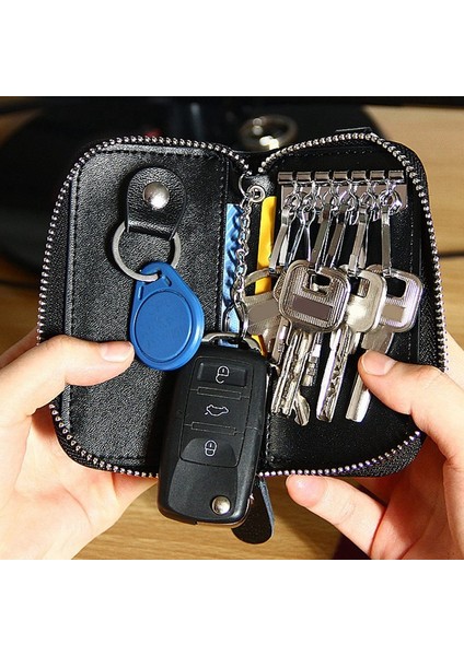 Anahtar Kutu Deri Erkek Araba Anahtarı Kutu Iş Çok Fonksiyonlu Fermuar Anahtarlık Kırmızı (Yurt Dışından) indirimleri