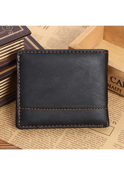 Erkek Deri Bifold Cüzdan Erkek Cüzdan Kredi/kimlik Kartı Makbuz Fotoğraf Tutucu Bozuk Para Cüzdanı Vintage Çantalar Düz Renk Küçük Para Çantası (Yurt Dışından) fiyatları