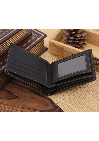 Erkek Deri Bifold Cüzdan Erkek Cüzdan Kredi/kimlik Kartı Makbuz Fotoğraf Tutucu Bozuk Para Cüzdanı Vintage Çantalar Düz Renk Küçük Para Çantası (Yurt Dışından) modelleri