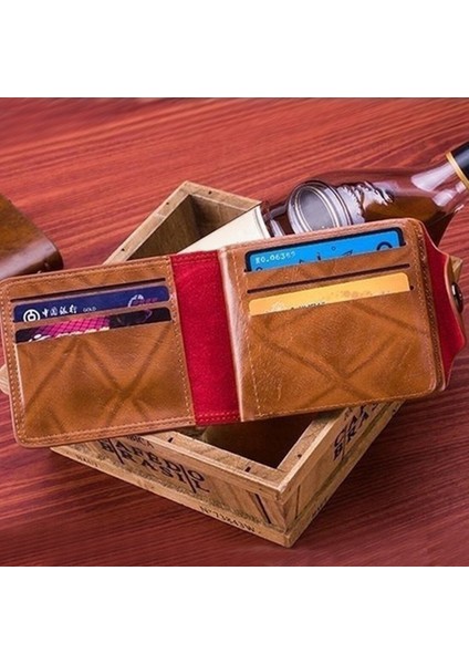 Vintage Erkek Deri Marka Lüks Cüzdan Kısa Ince Erkek Çantalar Para Klip Kredi Kartı Dolar Portomonee Carteria Dropship (Yurt Dışından) fırsatları
